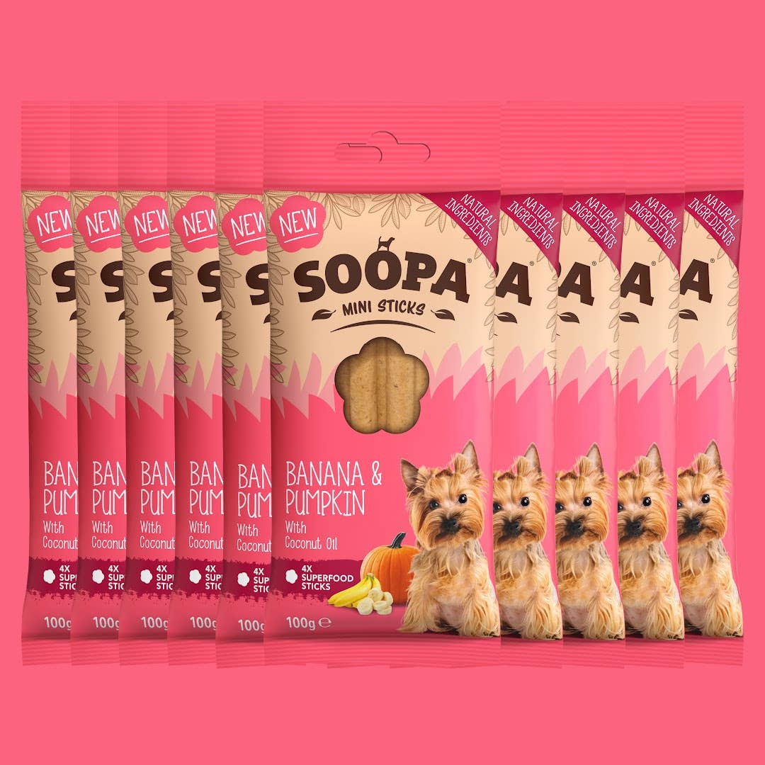 Soopa Dental Sticks - Banaan & Pompoen voor Kleine Hondjes