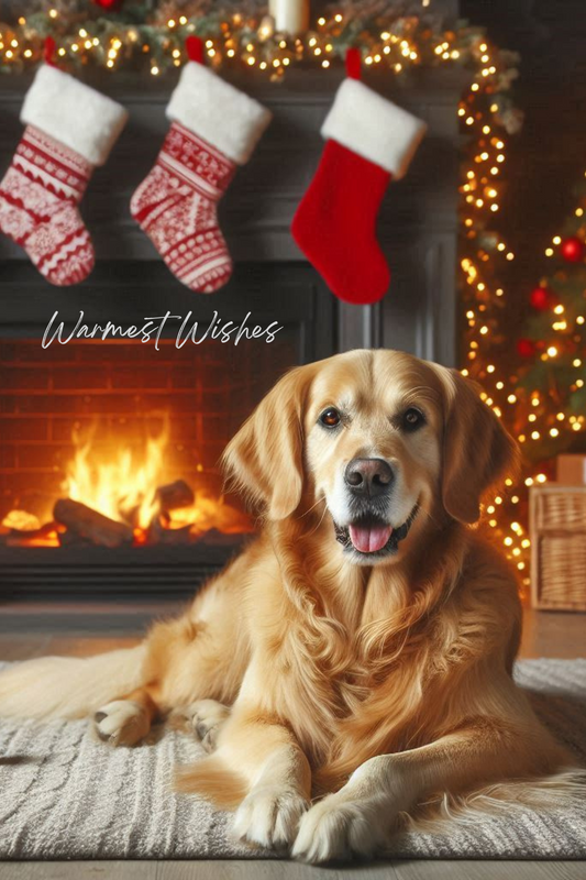 Kerstkaart - Golden Retriever