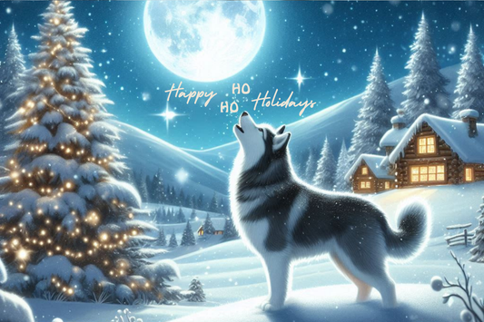 Kerstkaart - Husky