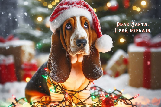 Kerstkaart - Basset Hound