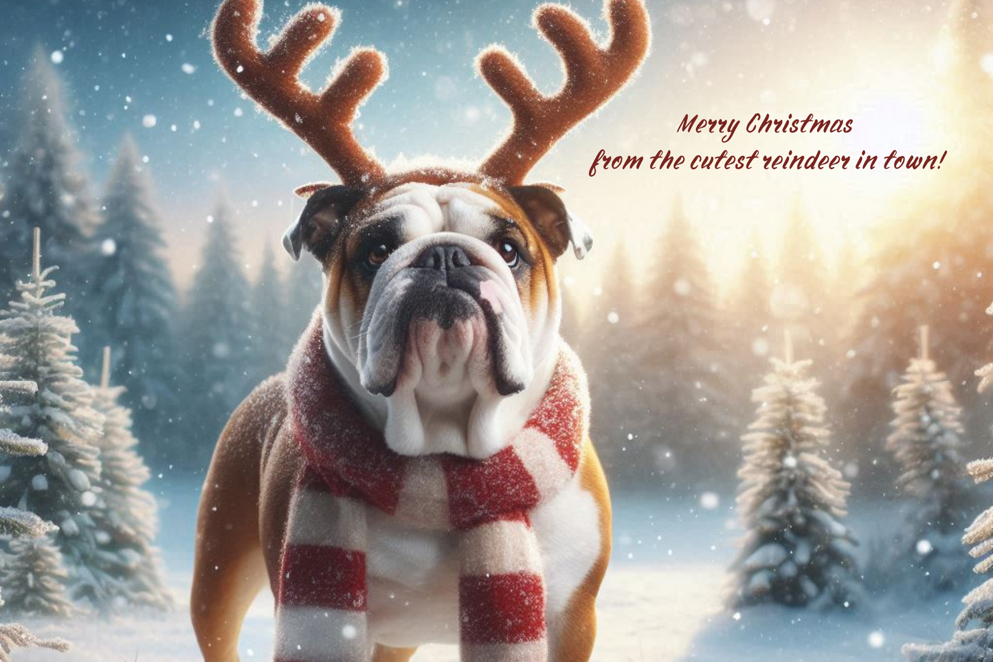 Kerstkaart - Engelse Bulldog