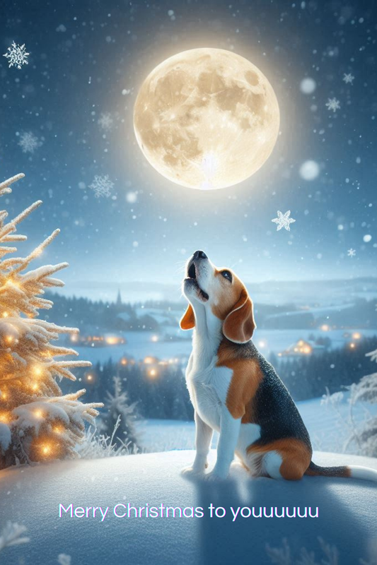 Kerstkaart - Beagle